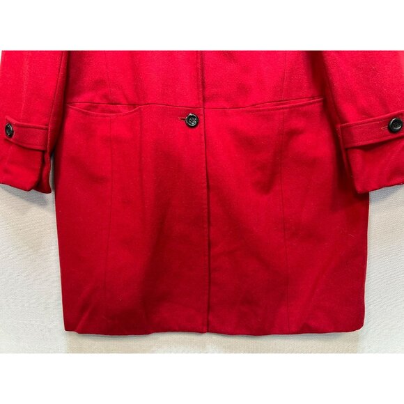 Chadwicks Women's Wool Notch Collar Button Front Long Coat Sz 12 Red Long Sleeve - Picture 6 of 12